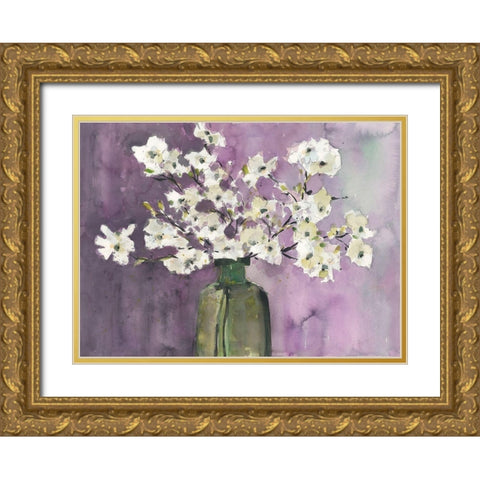 Flowers on Viola Gold Ornate Wood Framed Art Print with Double Matting by Dixon, Samuel