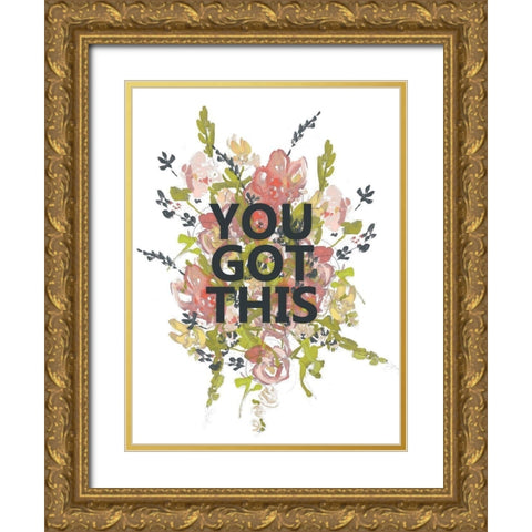 Empower Flowers I Gold Ornate Wood Framed Art Print with Double Matting by Goldberger, Jennifer