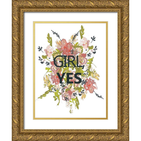 Empower Flowers II Gold Ornate Wood Framed Art Print with Double Matting by Goldberger, Jennifer
