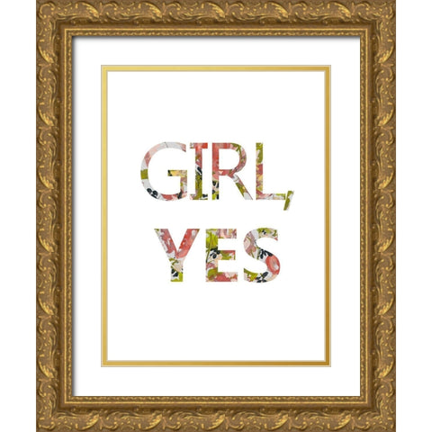 Empower Flowers IV Gold Ornate Wood Framed Art Print with Double Matting by Goldberger, Jennifer