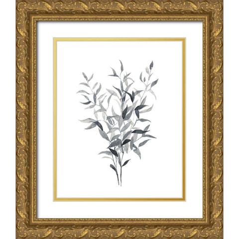 Paynes Grey Botanicals I Gold Ornate Wood Framed Art Print with Double Matting by Scarvey, Emma