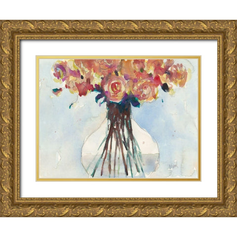 Faded Roses I Gold Ornate Wood Framed Art Print with Double Matting by Dixon, Samuel