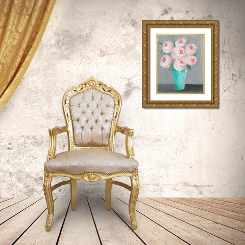 Sorbet Floral II Gold Ornate Wood Framed Art Print with Double Matting by Moore, Regina