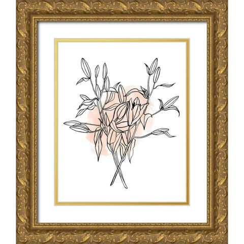 Lilies on Pink I Gold Ornate Wood Framed Art Print with Double Matting by Scarvey, Emma