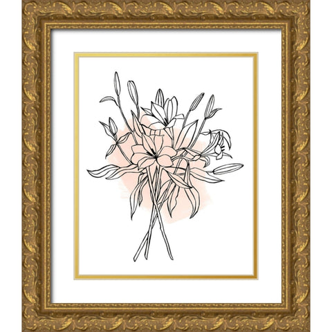 Lilies on Pink II Gold Ornate Wood Framed Art Print with Double Matting by Scarvey, Emma