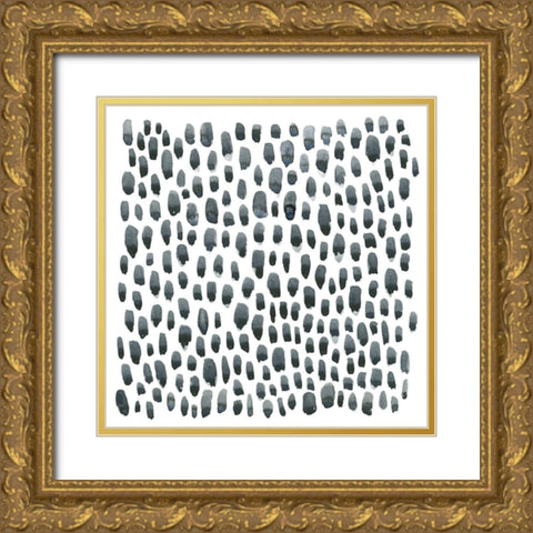 Blue Grey Tessera II Gold Ornate Wood Framed Art Print with Double Matting by Scarvey, Emma