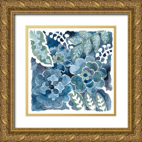 Indigo Ornament IV Gold Ornate Wood Framed Art Print with Double Matting by Zarris, Chariklia