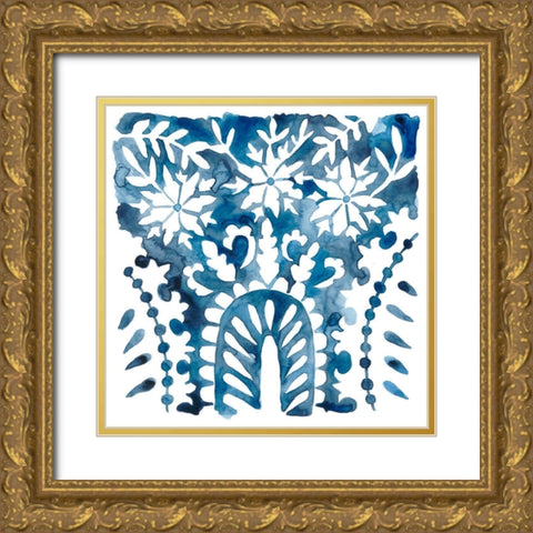 Indigo Ornament VIII Gold Ornate Wood Framed Art Print with Double Matting by Zarris, Chariklia