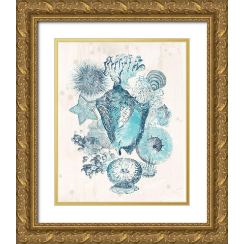 Coastal Melange III Gold Ornate Wood Framed Art Print with Double Matting by Vess, June Erica