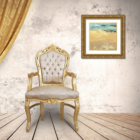 Wave Impression I Gold Ornate Wood Framed Art Print with Double Matting by Wang, Melissa