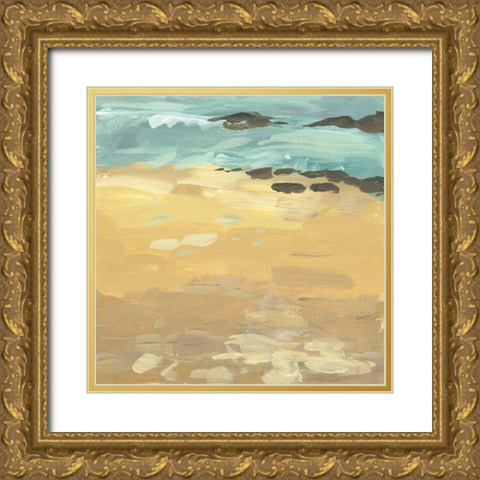 Wave Impression I Gold Ornate Wood Framed Art Print with Double Matting by Wang, Melissa