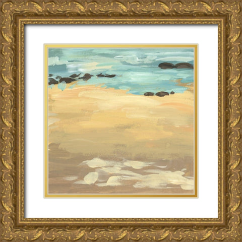 Wave Impression II Gold Ornate Wood Framed Art Print with Double Matting by Wang, Melissa