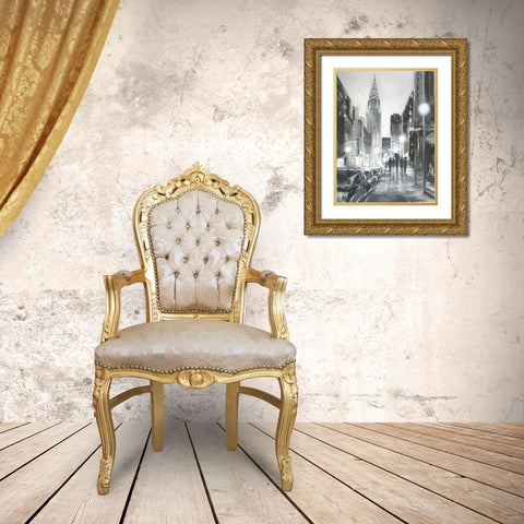 Custom Illuminated Streets II Gold Ornate Wood Framed Art Print with Double Matting by Harper, Ethan