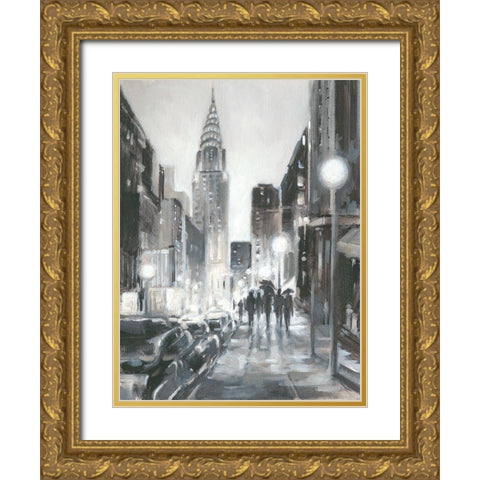 Custom Illuminated Streets II Gold Ornate Wood Framed Art Print with Double Matting by Harper, Ethan