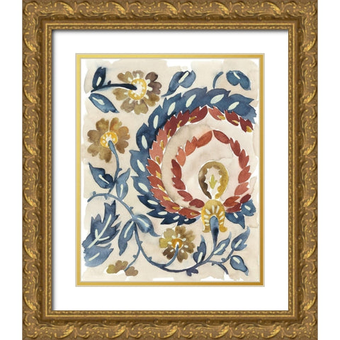 Paisley Path I Gold Ornate Wood Framed Art Print with Double Matting by Zarris, Chariklia