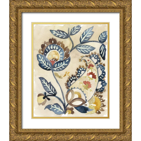 Paisley Path IV Gold Ornate Wood Framed Art Print with Double Matting by Zarris, Chariklia