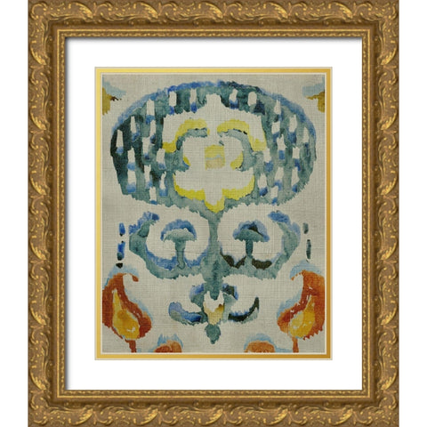 Bohemian Ikat I Gold Ornate Wood Framed Art Print with Double Matting by Zarris, Chariklia