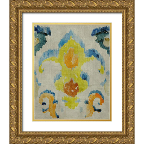 Bohemian Ikat II Gold Ornate Wood Framed Art Print with Double Matting by Zarris, Chariklia