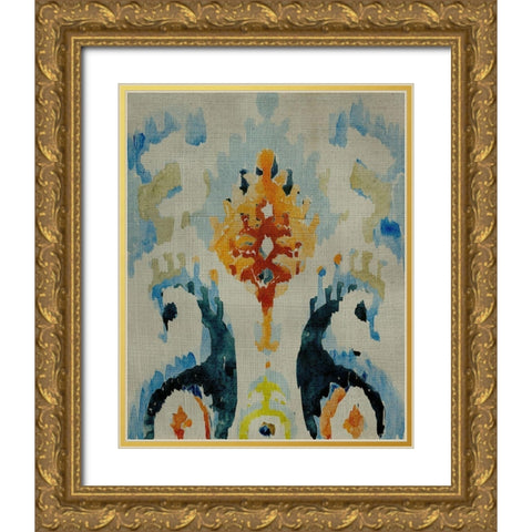 Bohemian Ikat V Gold Ornate Wood Framed Art Print with Double Matting by Zarris, Chariklia