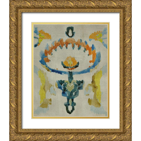 Bohemian Ikat VI Gold Ornate Wood Framed Art Print with Double Matting by Zarris, Chariklia