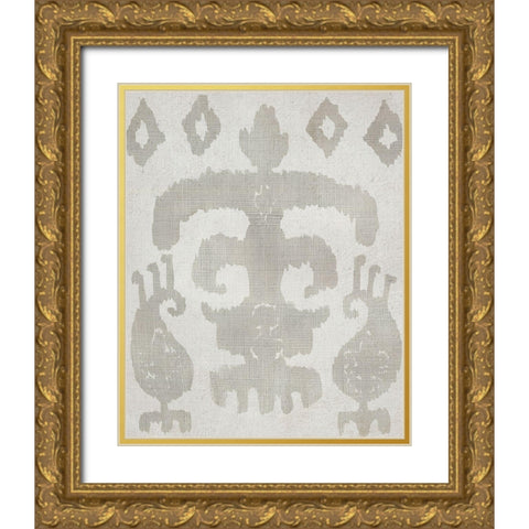 Shadow Ikat III Gold Ornate Wood Framed Art Print with Double Matting by Zarris, Chariklia