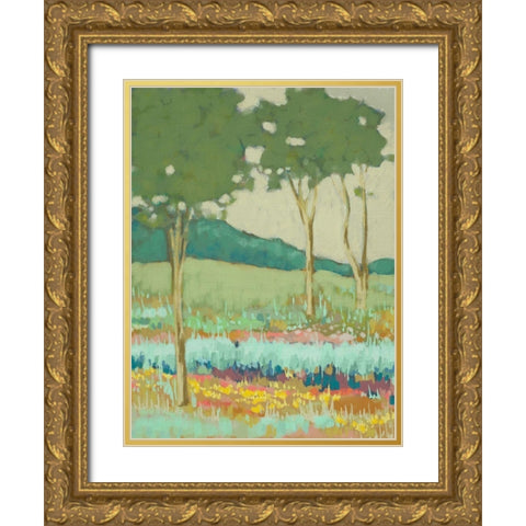 Tapestry Trees II Gold Ornate Wood Framed Art Print with Double Matting by Zarris, Chariklia