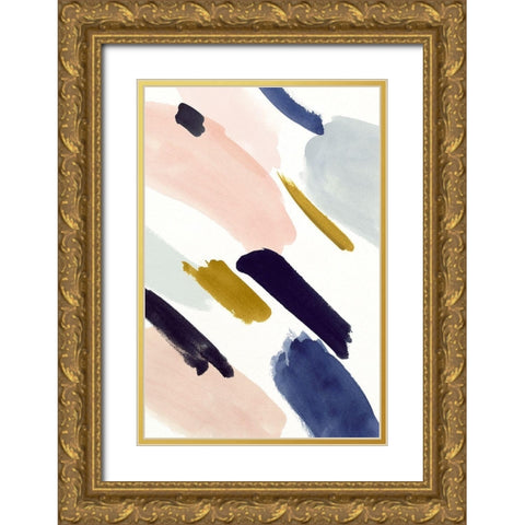 Brushmarks I Gold Ornate Wood Framed Art Print with Double Matting by Borges, Victoria