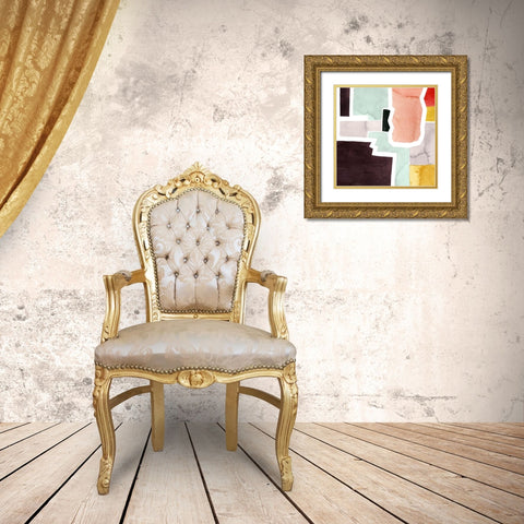 Color Blocking III Gold Ornate Wood Framed Art Print with Double Matting by Popp, Grace