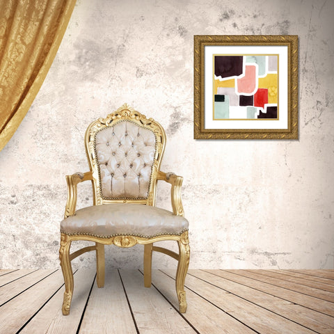 Color Blocking IV Gold Ornate Wood Framed Art Print with Double Matting by Popp, Grace