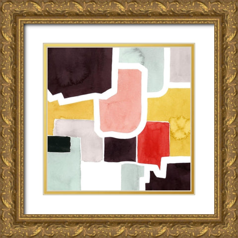 Color Blocking IV Gold Ornate Wood Framed Art Print with Double Matting by Popp, Grace