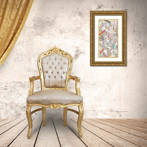 Funky Grid I Gold Ornate Wood Framed Art Print with Double Matting by Galapon, Nikki