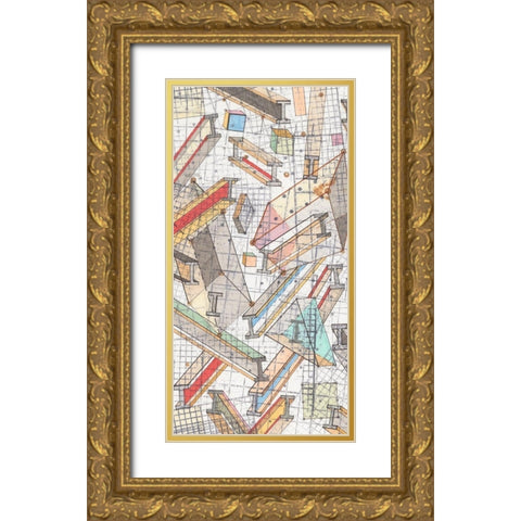 Funky Grid I Gold Ornate Wood Framed Art Print with Double Matting by Galapon, Nikki