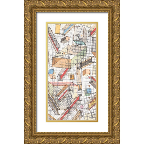 Funky Grid II Gold Ornate Wood Framed Art Print with Double Matting by Galapon, Nikki