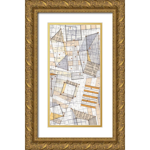 Funky Grid IV Gold Ornate Wood Framed Art Print with Double Matting by Galapon, Nikki