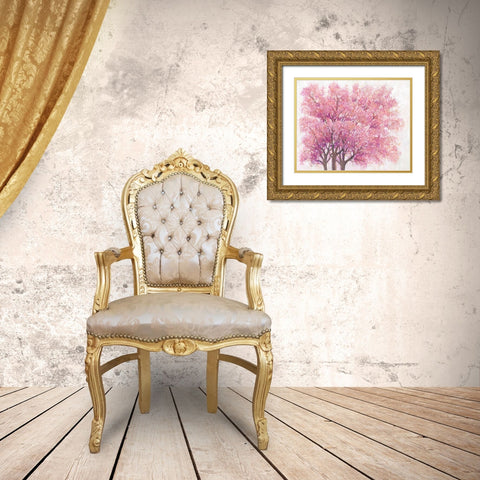 Pink Cherry Blossom Tree I Gold Ornate Wood Framed Art Print with Double Matting by OToole, Tim