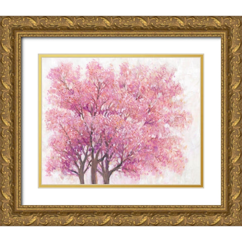 Pink Cherry Blossom Tree I Gold Ornate Wood Framed Art Print with Double Matting by OToole, Tim