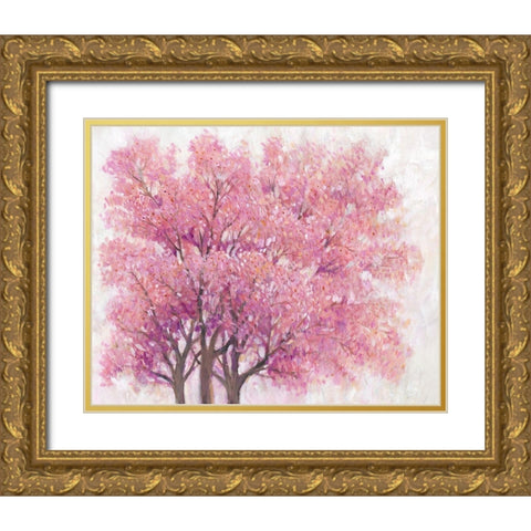 Pink Cherry Blossom Tree I Gold Ornate Wood Framed Art Print with Double Matting by OToole, Tim