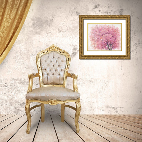 Pink Cherry Blossom Tree II Gold Ornate Wood Framed Art Print with Double Matting by OToole, Tim