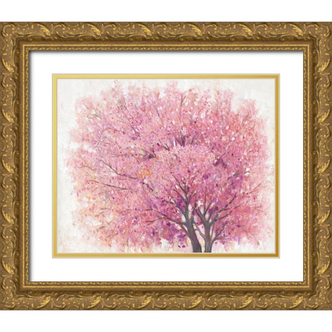 Pink Cherry Blossom Tree II Gold Ornate Wood Framed Art Print with Double Matting by OToole, Tim