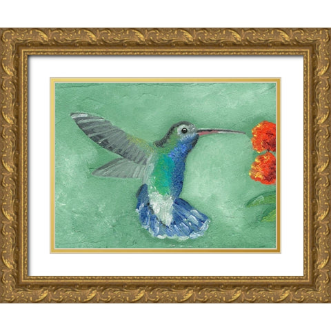 Fresco Hummingbird I Gold Ornate Wood Framed Art Print with Double Matting by Ludwig, Alicia