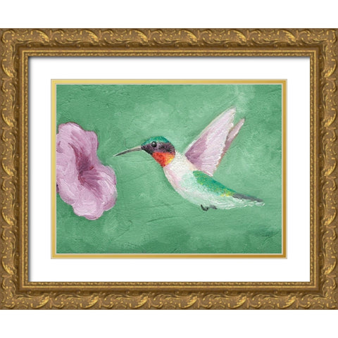 Fresco Hummingbird II Gold Ornate Wood Framed Art Print with Double Matting by Ludwig, Alicia