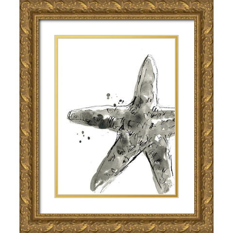 Ink Coast I Gold Ornate Wood Framed Art Print with Double Matting by Vess, June Erica