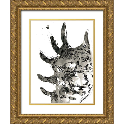 Ink Coast IV Gold Ornate Wood Framed Art Print with Double Matting by Vess, June Erica