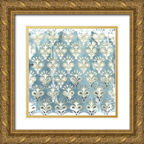 Flower Stone Tile VI Gold Ornate Wood Framed Art Print with Double Matting by Vess, June Erica