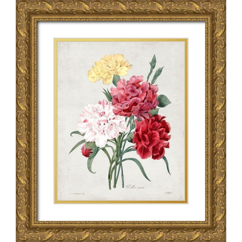Redoute Bouquet I Gold Ornate Wood Framed Art Print with Double Matting by Redoute, Pierre