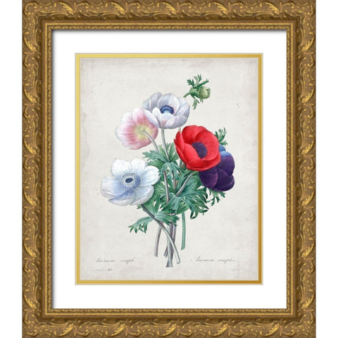 Redoute Bouquet II Gold Ornate Wood Framed Art Print with Double Matting by Redoute, Pierre