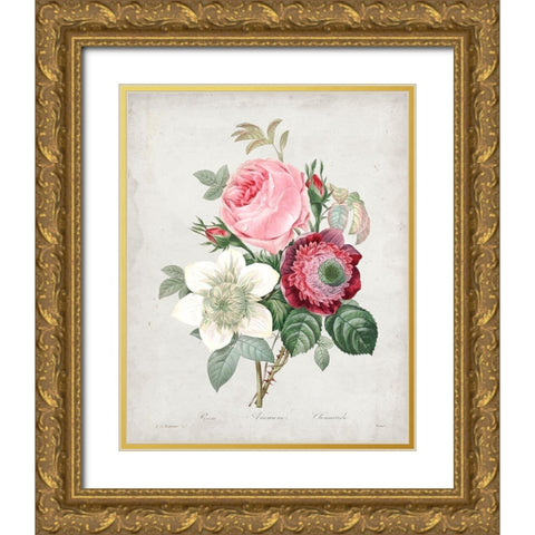 Redoute Bouquet IV Gold Ornate Wood Framed Art Print with Double Matting by Redoute, Pierre