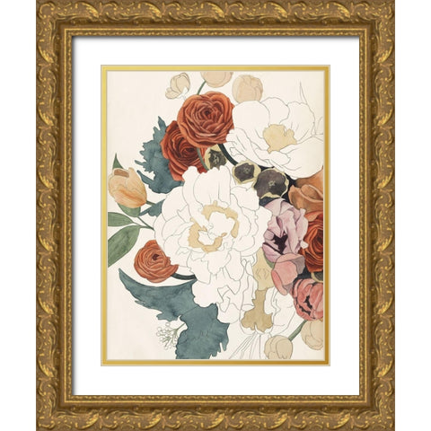 Imperfect Bouquet I Gold Ornate Wood Framed Art Print with Double Matting by Popp, Grace