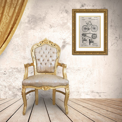 Patent--Bicycle Gold Ornate Wood Framed Art Print with Double Matting by Ludwig, Alicia