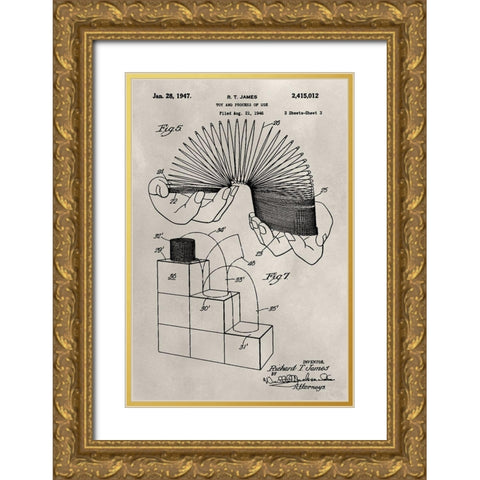 Patent--Slinky Gold Ornate Wood Framed Art Print with Double Matting by Ludwig, Alicia